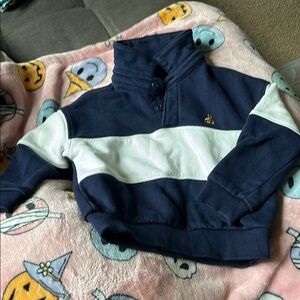 B45 Baby GAP Navy/White 1/4 Button-Up Collared Crewneck; 2t, VGUC